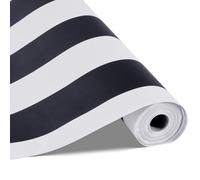 VEVOR Papel Pintado Autoadhesivo para Pared, Lámina Adhesiva con Rayas Blancas y Negras, Impermeable, Rollo de Vinilo para Muebles, Dormitorio, Cocina, Oficina y Baño, 450 x 15000 x 0,16 mm, PVC