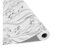 VEVOR Papel Pintado Autoadhesivo para Pared, Película Adhesiva Blanca con Estampado Floral Botánico, Impermeable, para Muebles, Dormitorio, Cocina, Oficina y Baño, 450 x 10000 x 0,16 mm, PVC