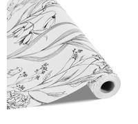 VEVOR Papel Pintado Autoadhesivo para Pared, Película Adhesiva Blanca con Estampado Floral Botánico, Impermeable, para Muebles, Dormitorio, Cocina, Oficina y Baño, 450 x 10000 x 0,16 mm, PVC