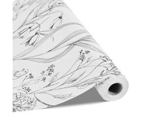 VEVOR Papel Pintado Autoadhesivo para Pared, Película Adhesiva Blanca con Estampado Floral Botánico, Impermeable, para Muebles, Dormitorio, Cocina, Oficina y Baño, 450 x 10000 x 0,16 mm, PVC