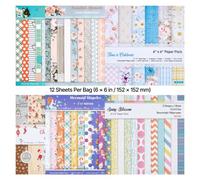 VEVOR Papeles de Scrapbooking 72 Hojas 152 x 152 mm, Papeles Decorativos para Manualidad, Diseño de Patrones, Compatible con Máquina de Troquelado Estampado de VEVOR, para Creación de Cartas Tarjetas