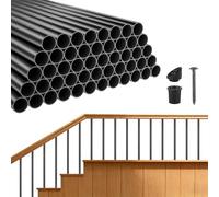 VEVOR Paquete de 125 balaustres de cubierta, husillos de barandilla de aluminio de 36 pulgadas, balaustres redondos de metal hueco de 0.75 pulgadas de diámetro con conectores, tornillos, para cubierta