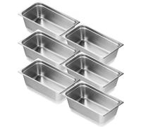 VEVOR Paquete de 6 Sartenes de Alimentos de Hotel, Sartén de Vapor Antiatasco de Tamaño Completo, Acero Inoxidable de 0,8 mm de Espesor, para Catering, para Industria y Ciencia, 530 x 327 x 150 mm