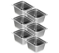 VEVOR Paquete de 6 Sartenes de Hotel de Vapor Antiatasco de Tamaño 1/2, Acero Inoxidable de 0,8 mm de Espesor, Almacenamiento de Alimentos para Catering, Industrial y Científico, 325 x 266 x 148 mm