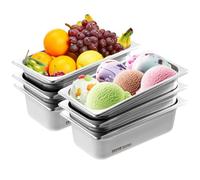 VEVOR Paquete de 6 Sartenes de Hotel de Vapor Antiatasco de Tamaño 1/3, Acero Inoxidable de 0,8 mm de Espesor de Almacenamiento de Alimentos para Catering, Industrial y Científico, 326 x 177 x 99 mm