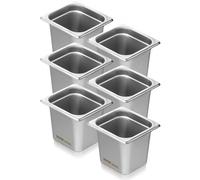 VEVOR Paquete de 6 Sartenes de Hotel, Sartén de Vapor Antiatasco de Tamaño 1/6, Sartén de Mesa de Vapor 178 x 168 x 160 mm de Acero Inoxidable de 0,8 mm de Espesor, Sartén para Catering, Industria
