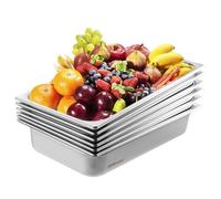 VEVOR Paquete de 6 Sartenes de Hotel, Sartén de Vapor Antiatasco de Tamaño Completo, Acero Inoxidable de 0,8 mm de Espesor, para Catering, para Industrial y Científico, 530 x 326 x 107 mm, Plata
