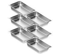 VEVOR Paquete de 6 Sartenes de Hotel, Sartén de Vapor Antiatasco de Tamaño Completo, Acero Inoxidable de 0,8 mm de Espesor, para Catering, para Industrial y Científico, 530 x 326 x 107 mm, Plata