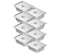 VEVOR Paquete de 8 sartenes de Hotel, sartén de Vapor antiatasco de tamaño 1/2 con Tapa, sartén de Mesa de Vapor de Acero Inoxidable de 0,8 mm de Espesor, sartén de Mesa Comercial.