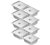 VEVOR Paquete de 8 sartenes de hotel, sartén de vapor antiatasco de tamaño 1/2 con tapa, sartén de mesa de vapor de acero inoxidable de 0,8 mm de espesor, sartén de mesa comercial de 4 pulgadas de pro