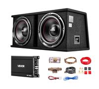 VEVOR Paquete de Subwoofer y Amplificador 1200 W RMS 305 mm, Subwoofer Dual con Carcasa, Amplificador Independiente y Juego de Cableado, para Maleteros de Vehículos y Sistemas de Audio de Coche