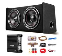 VEVOR Paquete de Subwoofer y Amplificador 490W RMS 305 mm, Subwoofer Dual con Carcasa, Amplificador Independiente y Juego de Cableado, para Maleteros de Vehículos y Sistemas de Audio de Coche