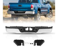 VEVOR Parachoques trasero compatible con Toyota Tundra 2007-2013, conjunto de parachoques trasero de acero cromado, parachoques trasero de repuesto con luz de matrícula y estribo, sin orificios para s
