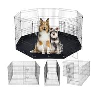 VEVOR Parque de Juegos para Perros 8 Paneles de 760 x 610 mm, Corral de Ejercicios de Metal Plegable con Puerta y Almohadilla Inferior de Tela Oxford 600D para Perros, Gatos y Otros Animales Pequeños