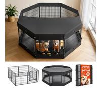 VEVOR Parque de Metal Plegable para Perritos con Base y Cubierta Superior