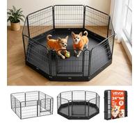 VEVOR Parque de Metal Plegable para Perros Alto de 61 cm 8 Paneles de Malla | Corral para Gatos Conejos Mascotas Pequeñas, con Base de Tela Oxford, Puertas con Pestillo, Accesorios de Estacas Hebillas