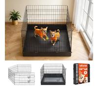 VEVOR Parque de Metal Plegable para Perros y Mascotas con Base de Oxford | Valla Metálica para Animales Pequeños, Altura de 61 cm, 4 Paneles de Malla, Accesorios de Instalación, para Exterior Interior