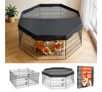 VEVOR Parque de Metal Plegable para Perros y Mascotas con Cubierta Superior