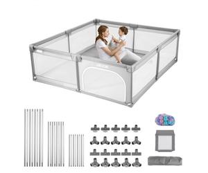 VEVOR Parque Infantil Grande para Niños Pequeños, Zona de Juegos con Valla para Interior y Exterior con 50 Pelotas de Océano, Puerta con Cremallera y Malla Transpirable, 2060 x 1545 x 650 mm