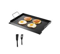 VEVOR Parrilla de Acero al Carbono Robusto Universal Rectangular 606 x 360 mm con Superficie Plana, Plancha de Gas para Barbacoa, Utensilios de Cocina Familiares Portátiles con asa, Gran Superficie