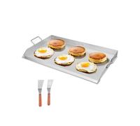 VEVOR Parrilla de Acero Inoxidable Universal Rectangular 910 x 525 mm con Superficie Plana y Espaciosa, Plancha de Gas para Barbacoa, Utensilios de Cocina Familiares Portátiles con asa, Plata