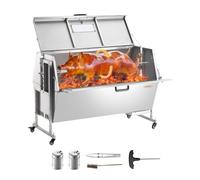 VEVOR Parrilla de Cordero 286 lbs Parrilla de Barbacoa para Cerdo, Cordero, Cabra, Motor eléctrico de 60 W Asador Comercial de Acero Inoxidable con Escudo térmico, Longitud de asador de 56 pulgadas