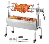 VEVOR Parrilla de Cordero 90 kg Parrilla de Barbacoa para Cerdo, Cordero, Cabra, Motor eléctrico de 52 W Asador Comercial de Acero Inoxidable Asador eléctrico Longitud de asador de 1185 mm