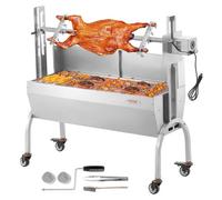 VEVOR Parrilla de Cordero 90 kg Parrilla de Barbacoa para Cerdo, Cordero, Cabra, Motor eléctrico de 52 W Asador Comercial de Acero Inoxidable Asador eléctrico Longitud de asador de 1185 mm