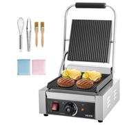 VEVOR Parrilla de Prensa para Panini 22 x 23 cm Parrilla de Contacto Eléctrica