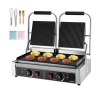 VEVOR Parrilla de Prensa para Panini 48,5 x 23 cm Parrilla de Contacto Eléctrica