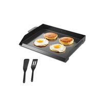 VEVOR Parrilla Duradera de Acero al Carbono Universal Rectangular de 502 x 370 mm con Superficie Plana, Plancha de Gas para Barbacoa, Utensilios de Cocina Familiares Portátiles con asa, Negro