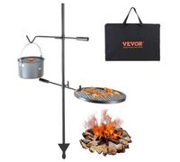 VEVOR Parrilla Giratoria para Fogatas Altura Ajustable 122,5 cm Parrilla Portátil de Acero Malla Diamantada de 36x36 cm Capacidad de Carga de 6kg para Fogatas de Campamento para Barbacoa al Aire Libre
