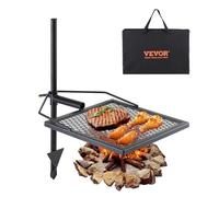 VEVOR Parrilla Giratoria para Fogatas Altura Ajustable 71cm Parrilla Portátil de Acero Malla Diamantada de 40,5x40,5 cm Capacidad de Carga de 6kg para Fogatas de Campamento para Barbacoa al Aire Libre