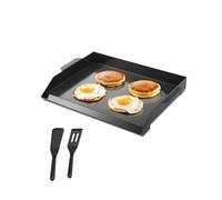 VEVOR Parrilla Duradera de Acero al Carbono Universal Rectangular de 502 x 370 mm con Superficie Plana, Plancha de Gas para Barbacoa, Utensilios de Cocina Familiares Portátiles con asa, Negro