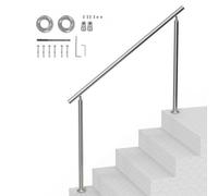 VEVOR Pasamanos de Escalera 150 cm Barandilla de Escalera para Escalones Exteriores de Acero Inoxidable con Kit de Instalación Barra de Agarre de Doble Columna para Personas Mayores, Porche, Patio