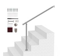 VEVOR Barandilla de Escalera 100 cm Pasamanos de Escalera para Escalones Exteriores de Acero Inoxidable Montaje en Pared y Suelo con Kit de Instalación para Personas Mayores, Porche, Terraza, Plata