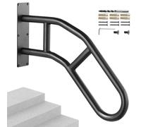 VEVOR Pasamanos de Escalera para Escalones Exteriores 737 mm Barandilla de Seguridad Montado en Pared para 1-3 Escalones Acabado Negro Mate para Personas Mayores, Embarazadas, Discapacitadas
