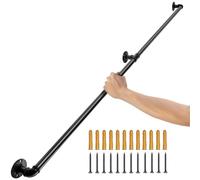 VEVOR Pasamanos Escalera 152 cm Pasamanos de Pared Acero al Carbono Acabado Mate Carga 200 kg Pasamanos Estilo Industrial ?32 mm Pasamanos Montaje en Pared Kit Completo Negro para Interior y Exterior