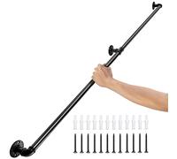 VEVOR Pasamanos Escalera 212 cm Pasamanos de Pared Acero al Carbono Acabado Mate Carga 200 kg Pasamanos Estilo Industrial Ø32 mm Pasamanos Montaje en Pared Kit Completo Negro para Interior y Exterior