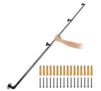 VEVOR Pasamanos Escalera 240 cm Pasamanos de Pared Acero al Carbono Acabado Mate Carga 200 kg Pasamanos Estilo Industrial ?32 mm Pasamanos Montaje en Pared Kit Completo Negro para Interior y Exterior