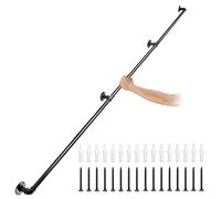 VEVOR Pasamanos Escalera 270 cm Pasamanos de Pared Acero al Carbono Acabado Mate Carga 200 kg Pasamanos Estilo Industrial ?32 mm Pasamanos Montaje en Pared Kit Completo Negro para Interior y Exterior