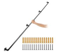 VEVOR Pasamanos Escalera 330 cm Pasamanos de Pared Acero al Carbono Acabado Mate Carga 200 kg Pasamanos Estilo Industrial Ø32 mm Pasamanos Montaje en Pared Kit Completo Negro para Interior y Exterior