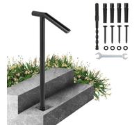 VEVOR Pasamanos Escalera 45.7 cm Barandilla Escalera 45.7 cm Pasamanos para Escaleras Pasamanos de Pared Montaje en Pared Hierro Forjado Color Negro 2 Pasos