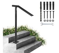 VEVOR Pasamanos Escalera Barandilla de Escalera 102 x 71,3cm Barandilla de Escalera de Acero Barandilla con Pasamanos Negro 1-3 Escalones