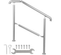 VEVOR Pasamanos Escalera de Acero Inoxidable 304, Barandilla Escalera de 1 a 3, Pasamanos para Escaleras de Color Plata, Pasamanos de Pared Ángulo Ajustable 0-60°, Montaje en Pared Capacidad de 100 kg