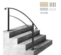 VEVOR Pasamanos Metálicos de Hierro para 4 Pasos Barandilla de Escaleras Pasamanos Hierro Forjado de Escaleras para Escaleras Interiores o Exteriores Negro