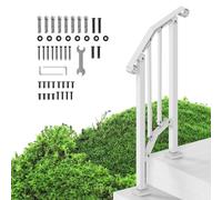 VEVOR Pasamanos para Escaleras 1-2 Escalones Barandillas de Acero al Carbono de Transición con Kit de Instalación Barandillas para Escalones de Hormigón, Porches, Terrazas, Arco Retro, Blanco