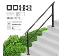 VEVOR Pasamanos para escaleras exteriores, kit de pasamanos para escaleras de 5 a 6 escalones, barandillas de acero al carbono de transición con kit de instalación, barandillas para escaleras