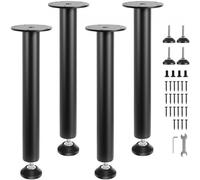 VEVOR Patas de Mesa 4 Piezas Patas de Escritorio Ajustables 40,6cm Capacidad de Carga 544kg de Acero Sólido Instalación Rápida Patas Resistentes de Muebles para Bricolaje Hogar Oficina Comedor, Negro