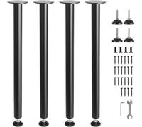 VEVOR Patas de Mesa 4 Piezas Patas de Escritorio Ajustables 711 mm Capacidad de Carga 544kg de Acero Sólido Instalación Rápida Patas Resistentes de Muebles para Bricolaje Hogar Oficina Comedor, Negro